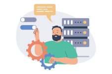 System administrator web concept with flat cartoon people for website design. Man monitoring server racks infrastructure, checks problems, doing maintenance and technical repair. Vector illustration. System administrator web concept with flat cartoon people for website design. Man monitoring server racks infrastructure, checks problems, doing maintenance and technical repair. Vector illustration.